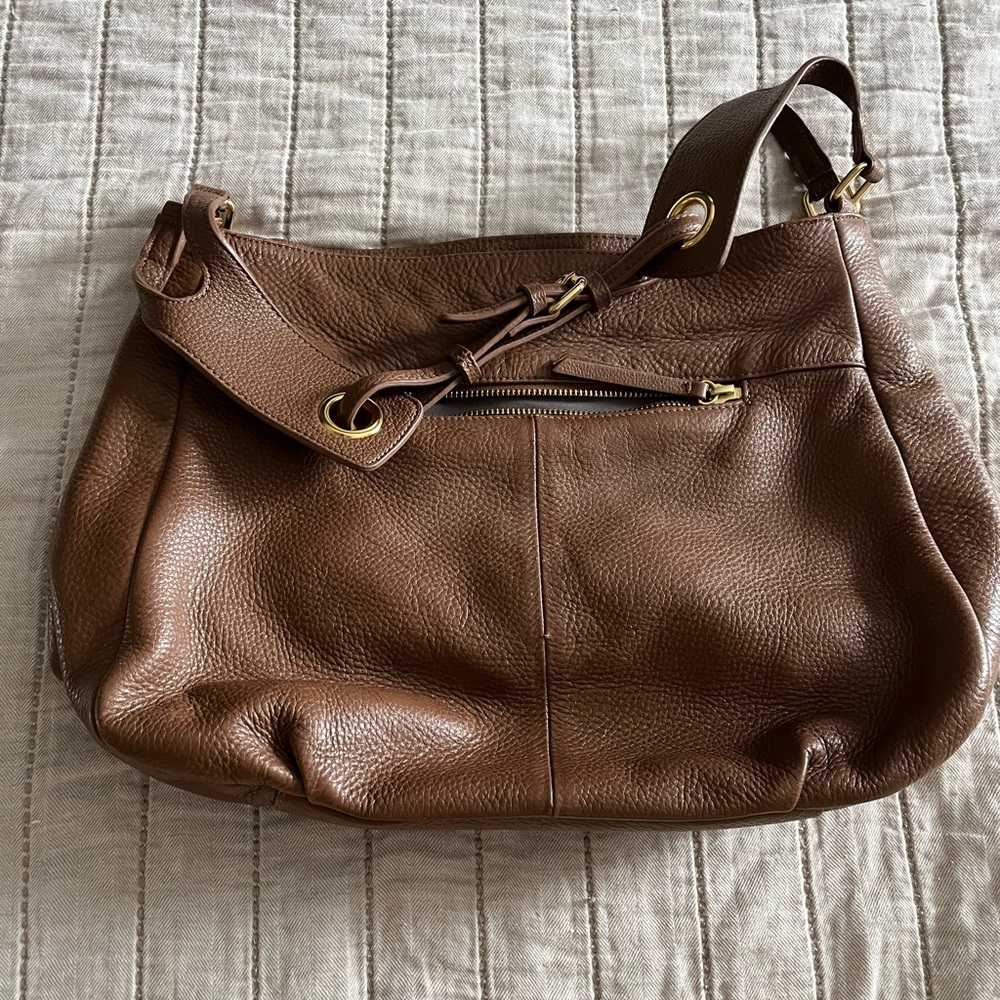 Brown, leather purse